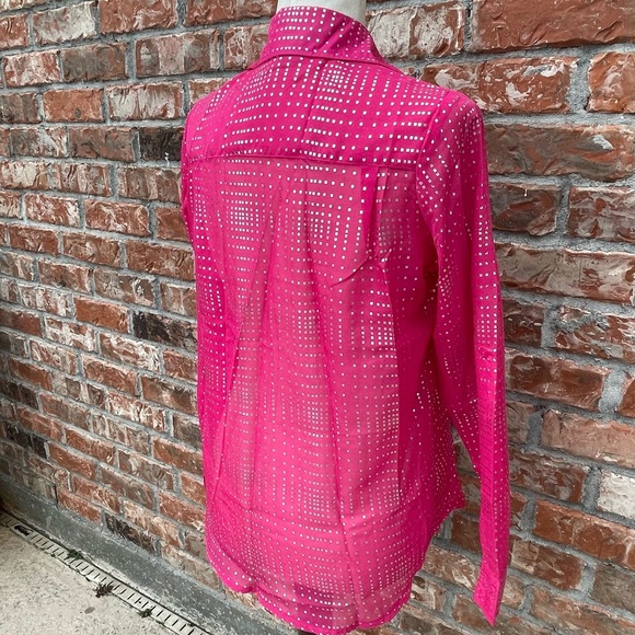 Hot pink Dots pink and silver button down top / S / Excellent condition - Picture 8 of 13